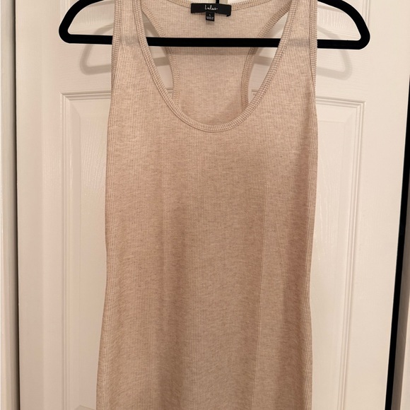 Lulus Relaxed But Not Least Beige Ribbed Sleeveless Maxi Dress - Size L - Picture 3 of 6